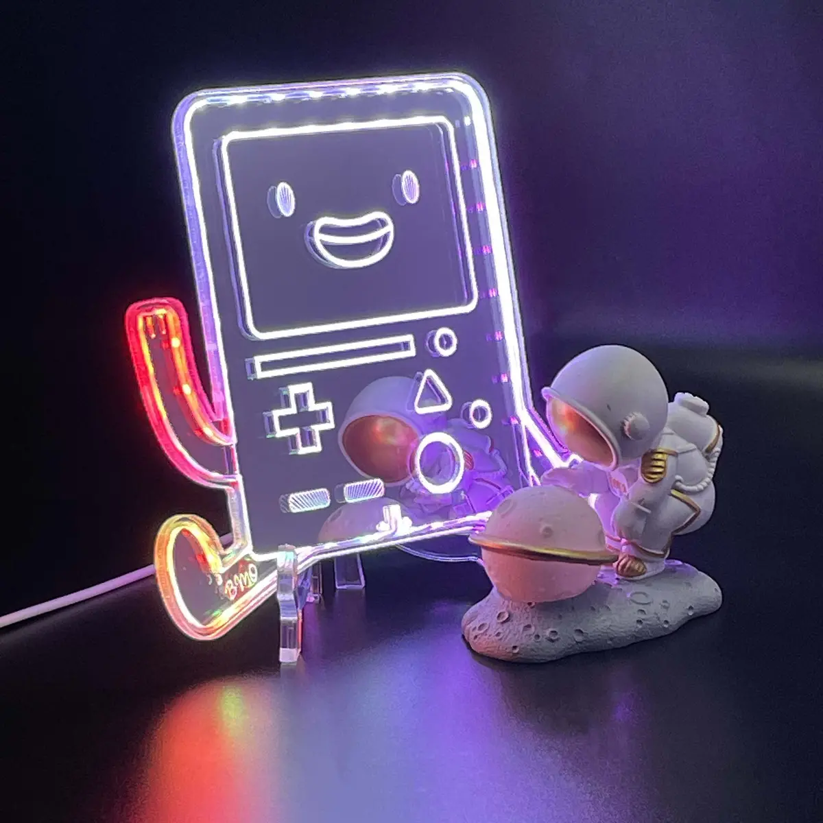 Adventure Time Bmo Robot  Neon Led Sign With Dynamic Rgb Colors Mirror Backing 1