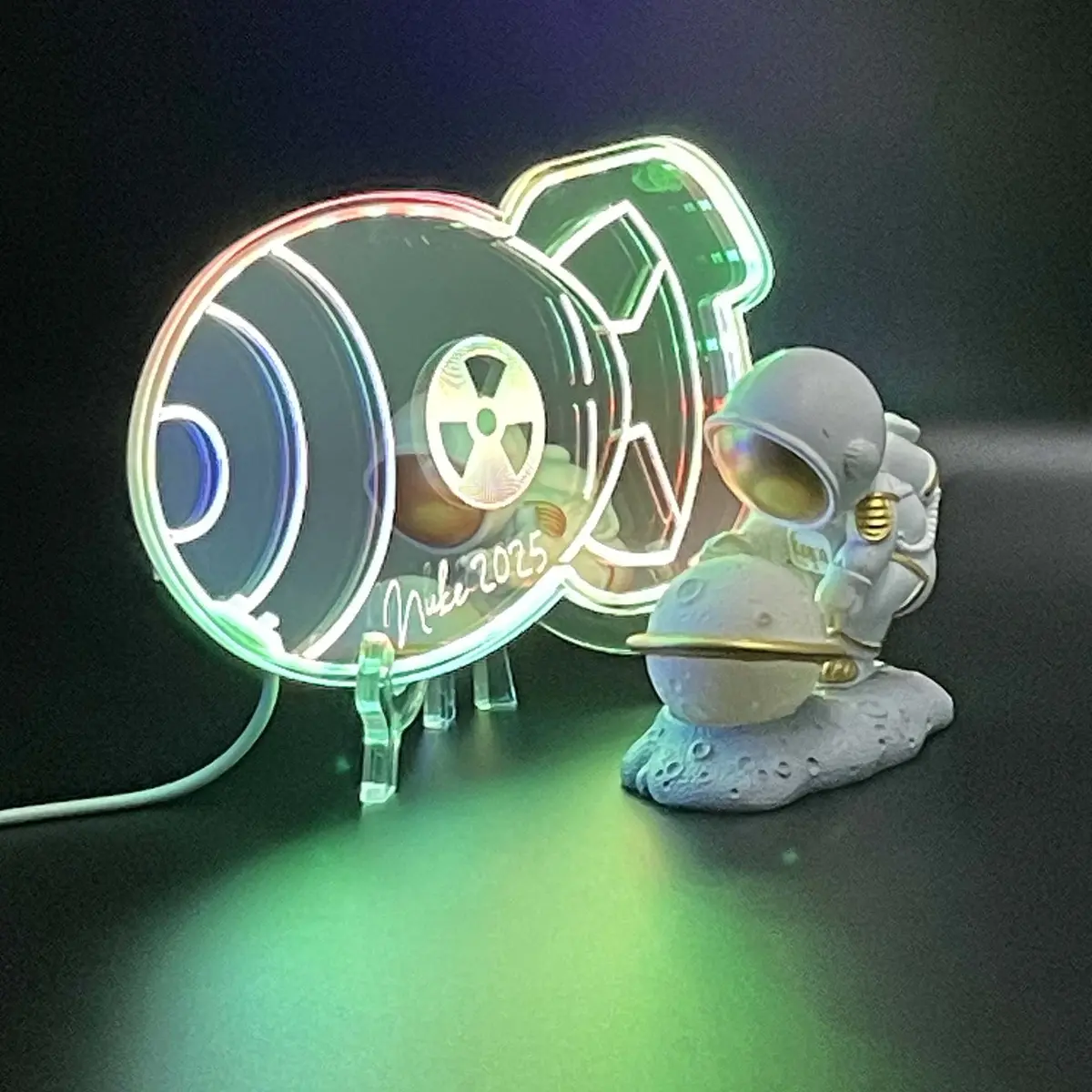 Fallout Nuke Bomb Neon Led Sign With Dynamic Rgb Colors Mirror Backing 1