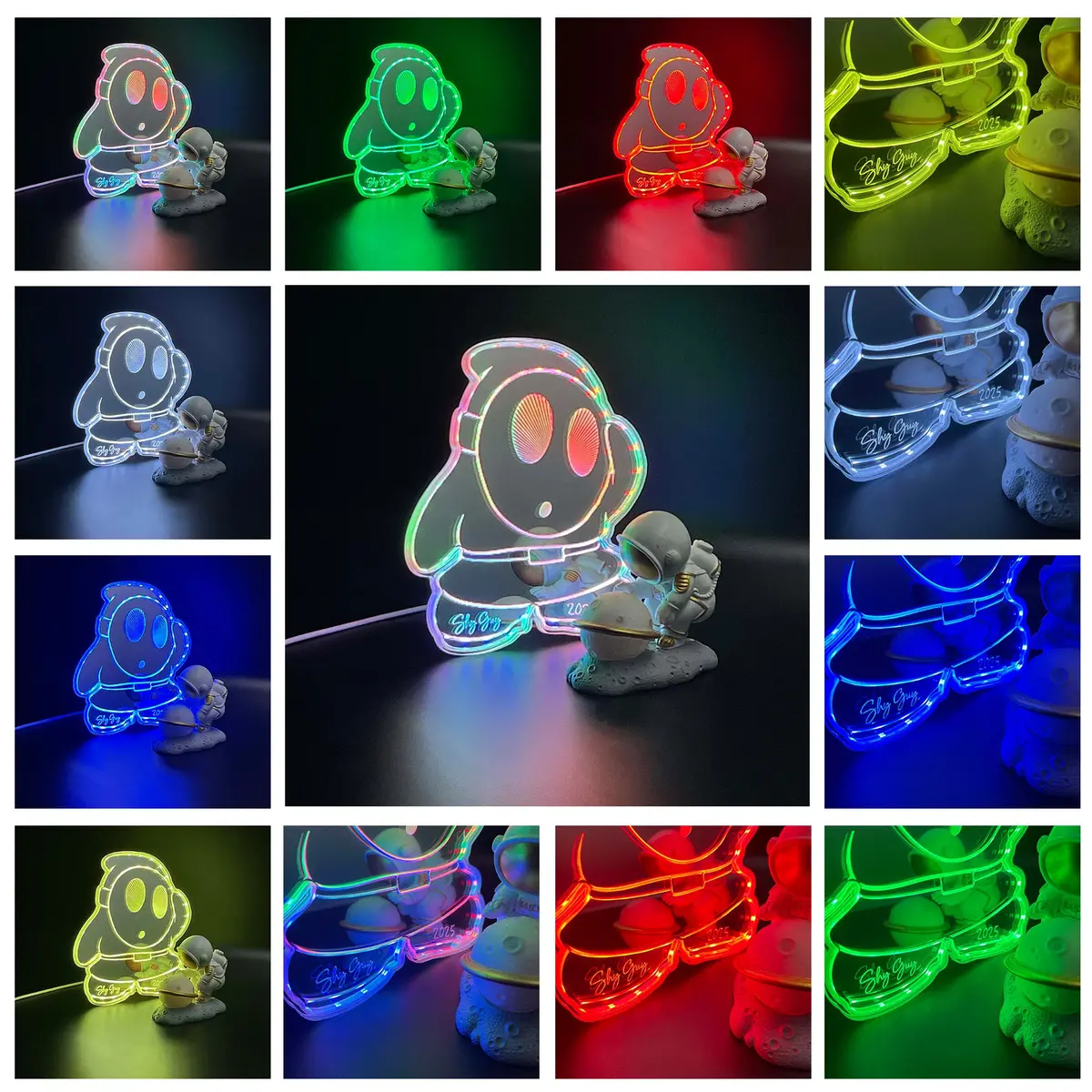 Mario Shy Guy Neon Led Sign With Dynamic Rgb Colors Mirror Backing 2