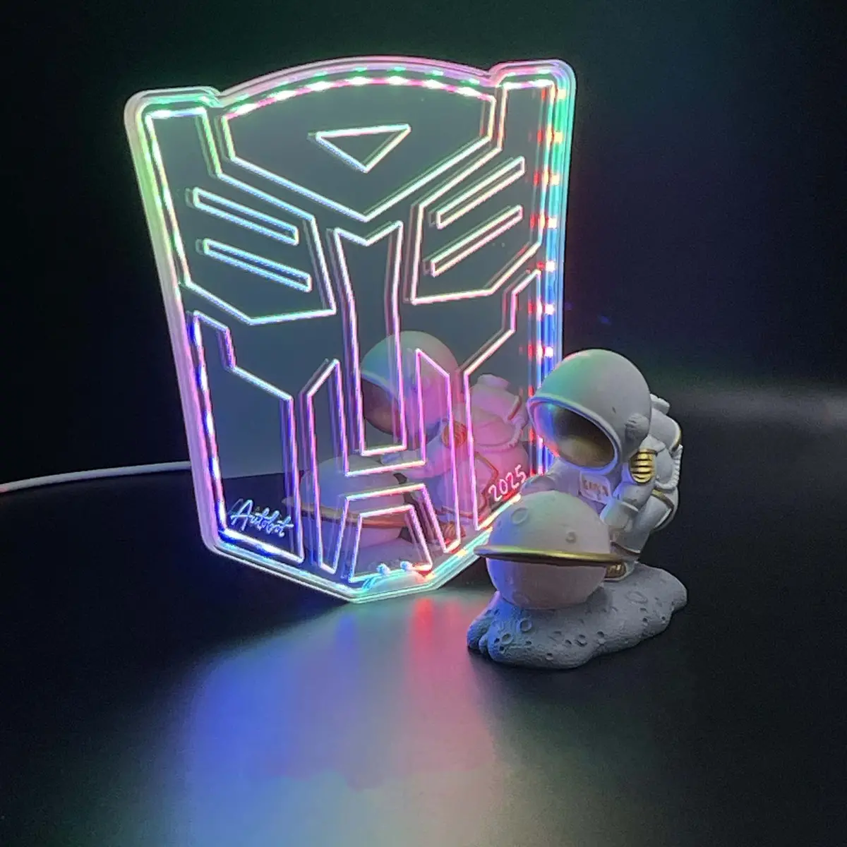 Transformers-Autobot  Neon Led Sign With Dynamic Rgb Colors Mirror Backing 1