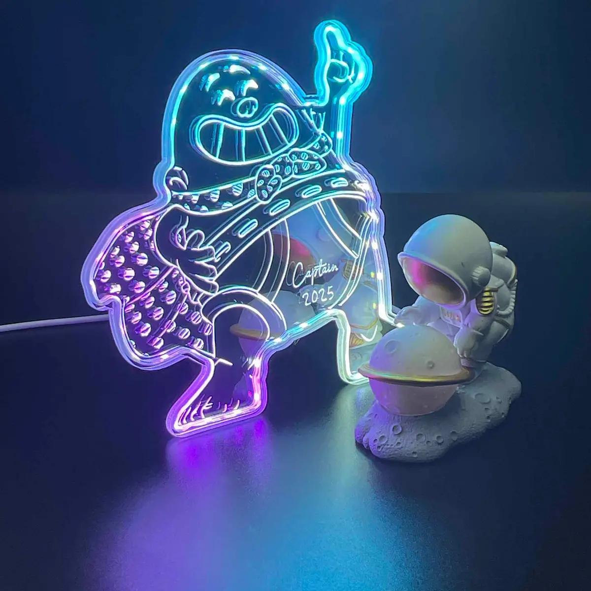 Captain Underpants Comic Book Neon Led Sign With Dynamic Rgb Colors Mirror Backing 1