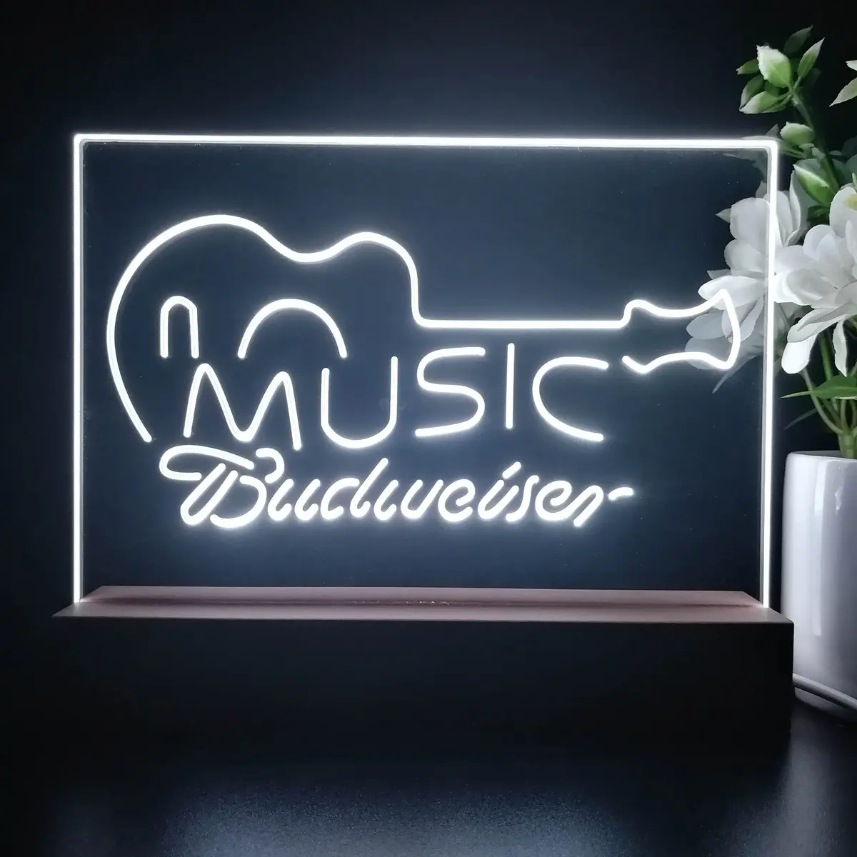 Budweiser Music Guitar Neon Sign Pub Bar Lamp 1