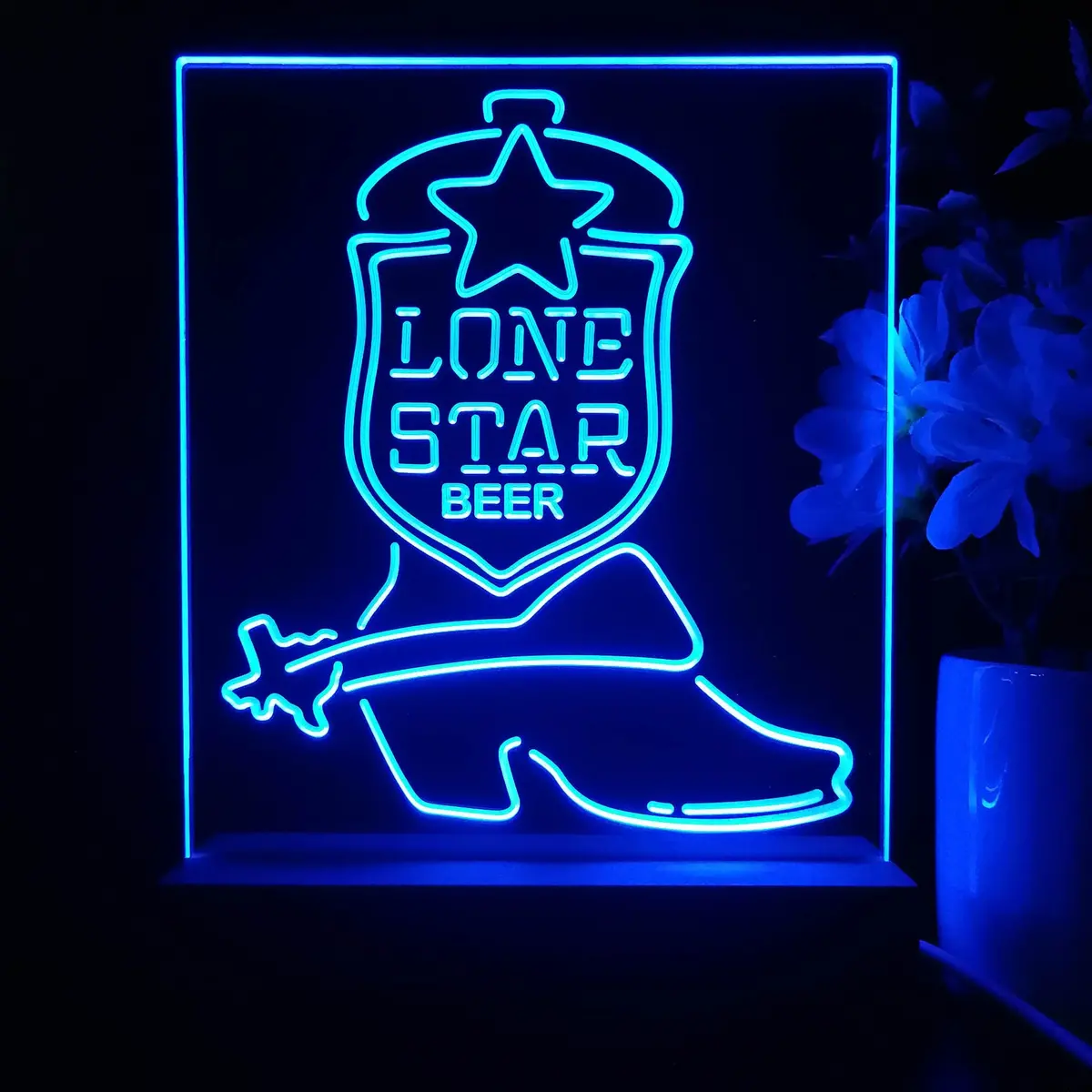 Lone Star Boot Beer Night Light Neon Pub Bar Lamp 1