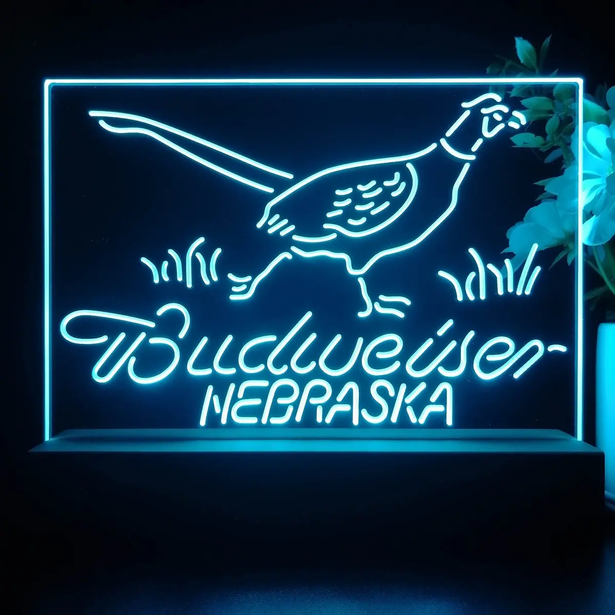 Nebraska Pheasant Hunter Budweiser's Neon Sign Pub Bar Lamp 1