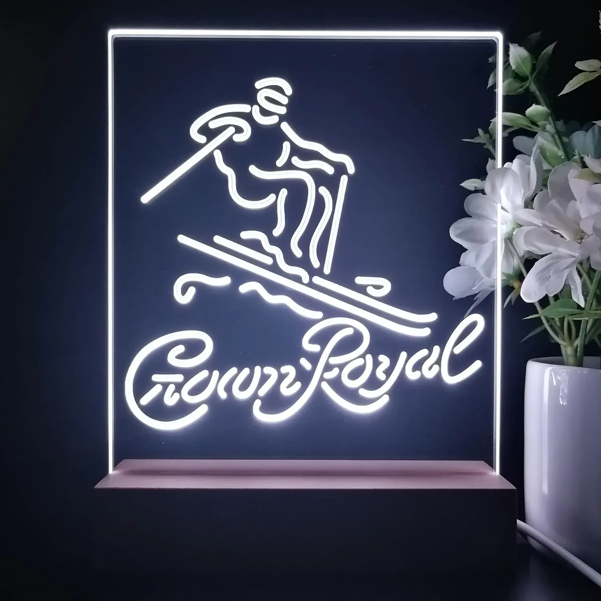 Crown Royal Ice Skiing Night Light Neon Pub Bar Lamp 1