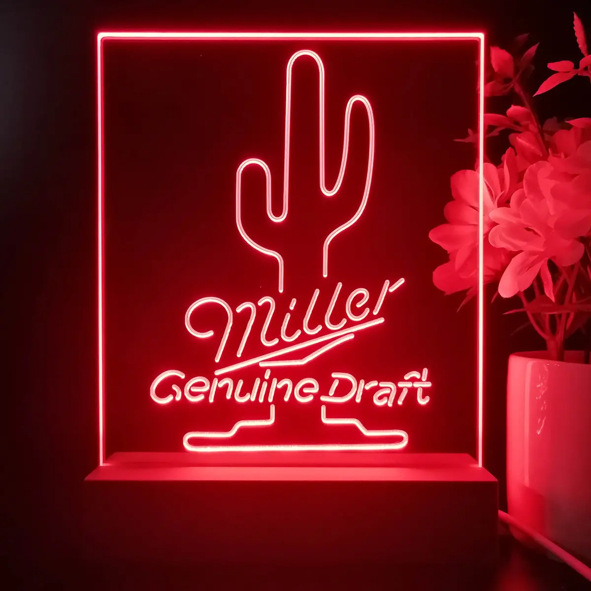 Miller Genuine Cactus Night Light Neon Pub Bar Lamp 1