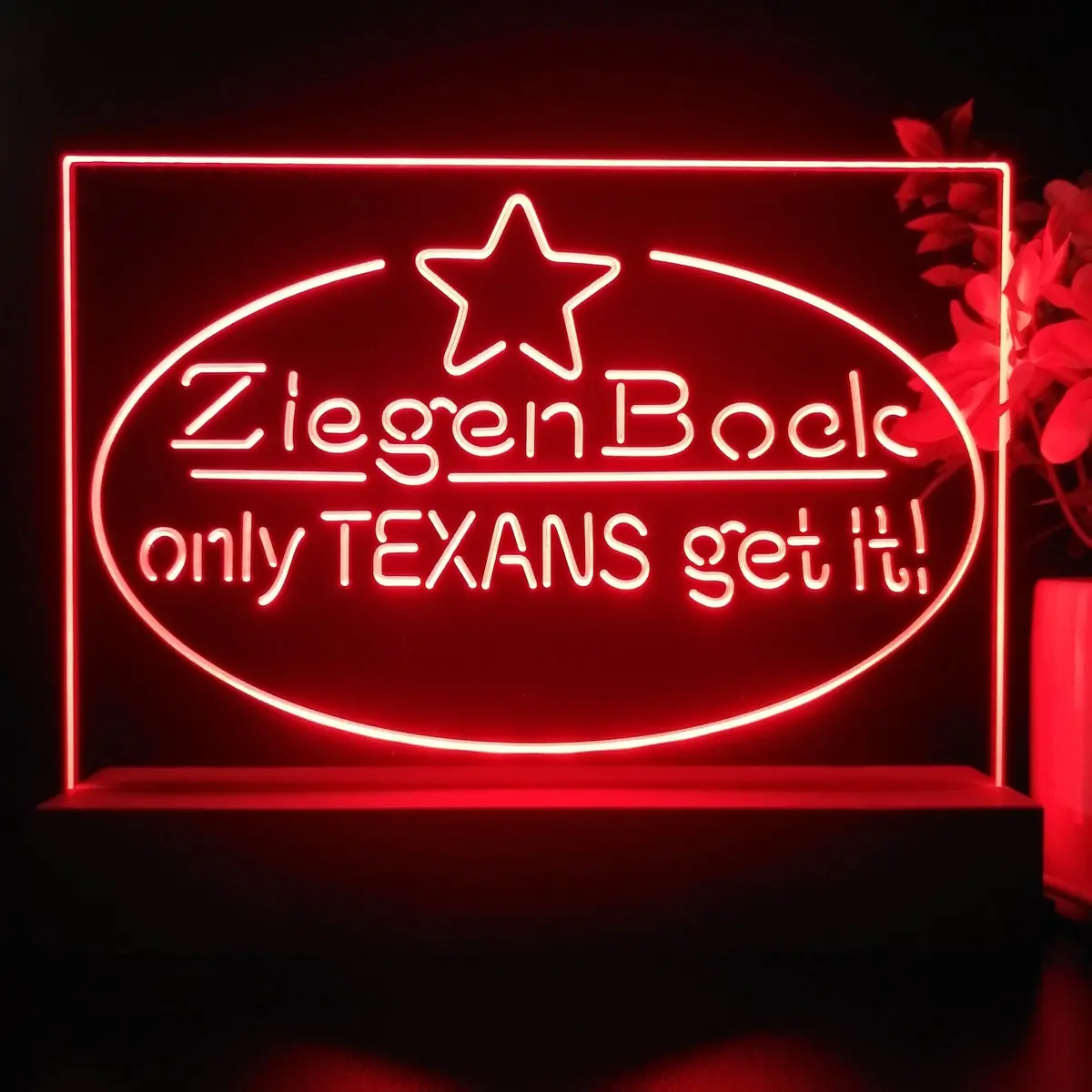 Ziegenbock Amber Only Texans Get It Neon Sign Pub Bar Lamp 1