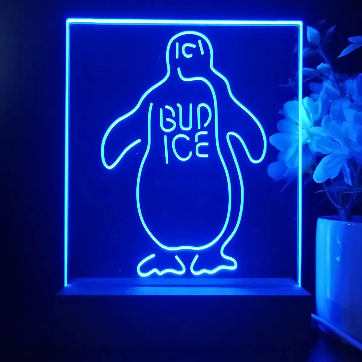 Bud Ice Penguin Beer Night Light Neon Pub Bar Lamp 1