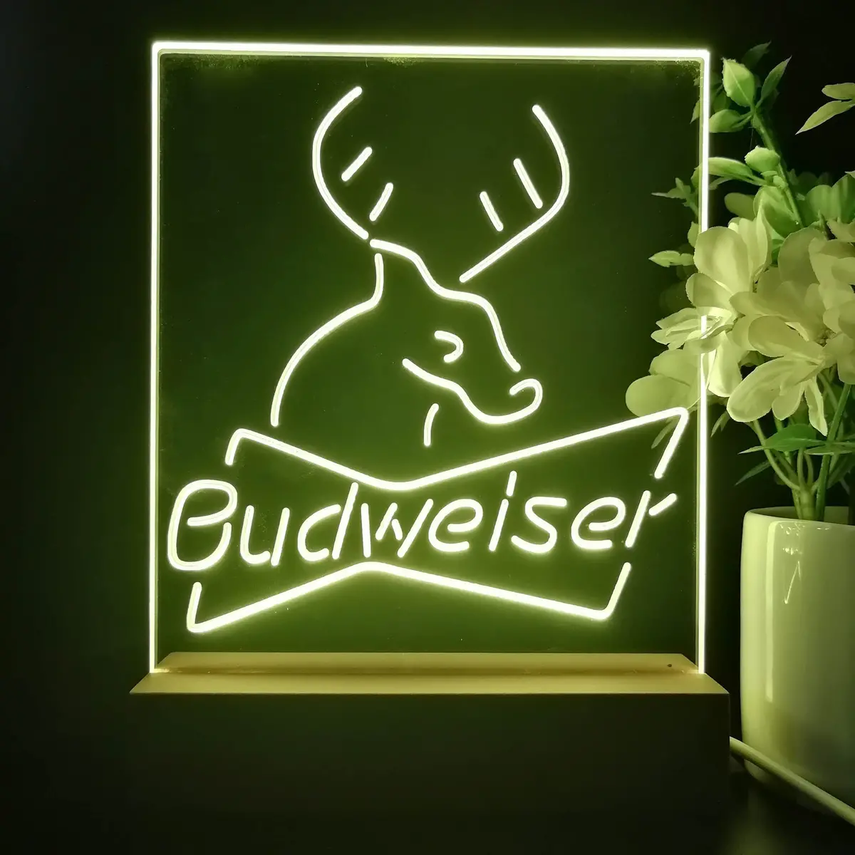 Budweiser Deer Hunting Cabin Night Light Neon Pub Bar Lamp 1