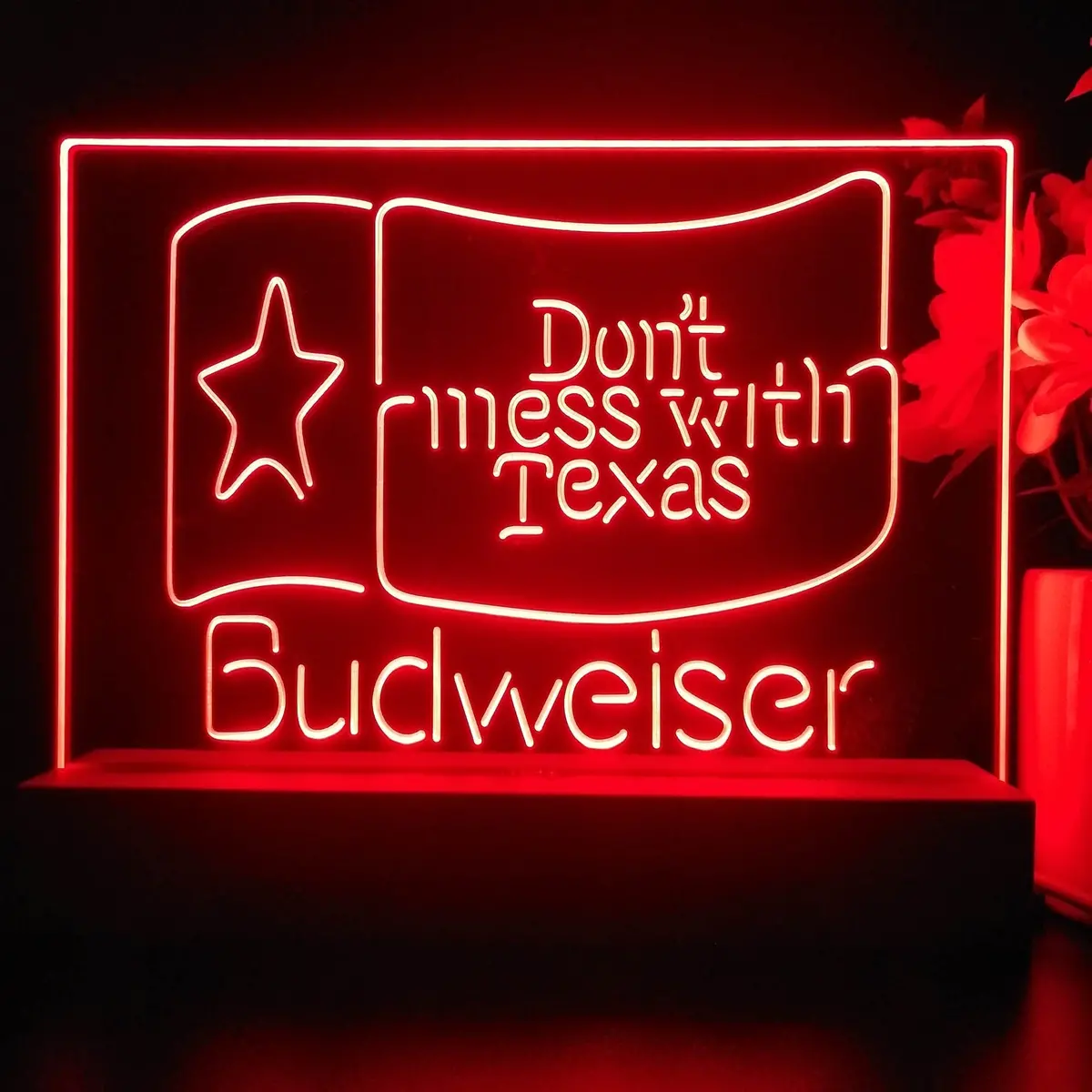 Budweiser Don't Mess With Texas Neon Sign Pub Bar Lamp 1