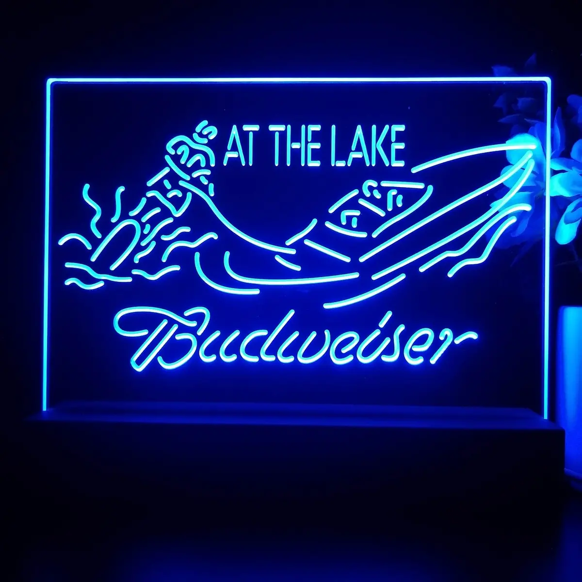 Budweiser At The Lake Cabin Neon Sign Pub Bar Lamp 1