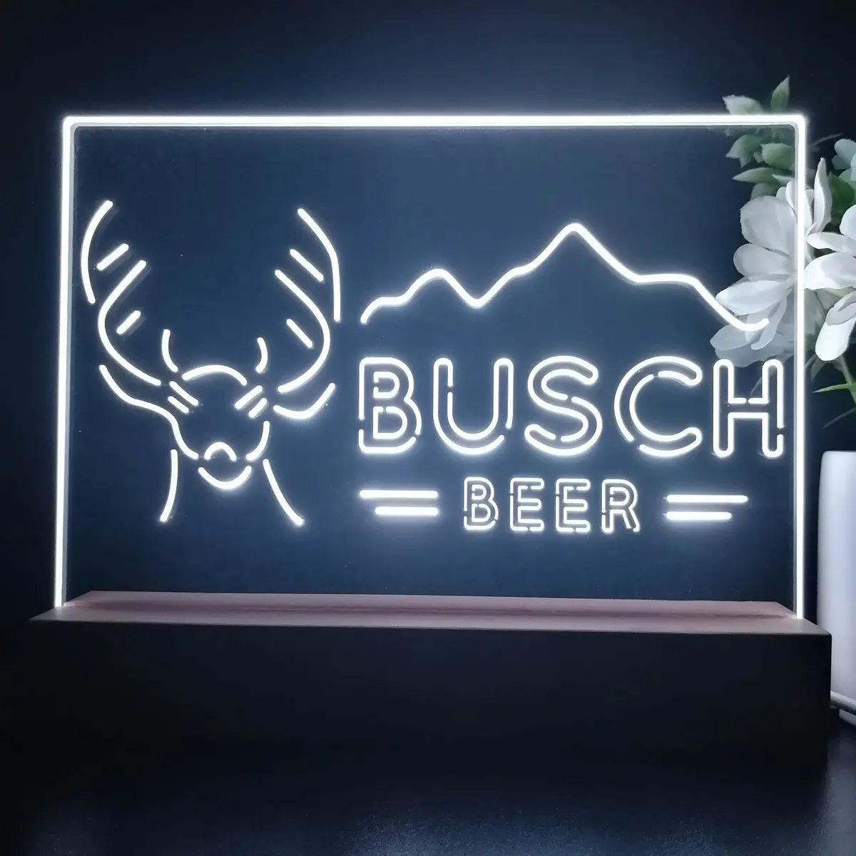 Buschs Beer Deer Mountain Neon Sign Pub Bar Lamp 1