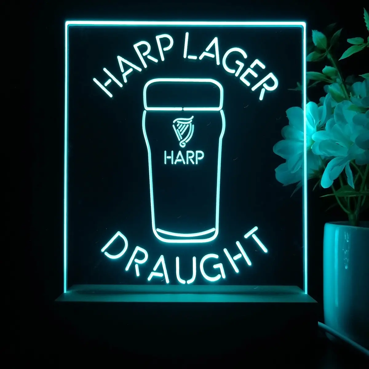 Harp Larger Draught Night Light Neon Pub Bar Lamp 2