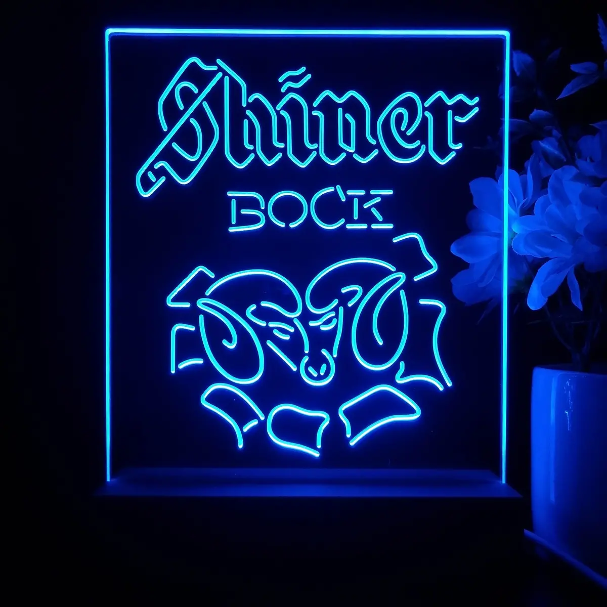 Shiner Bock Ram Beer Night Light Neon Pub Bar Lamp 1