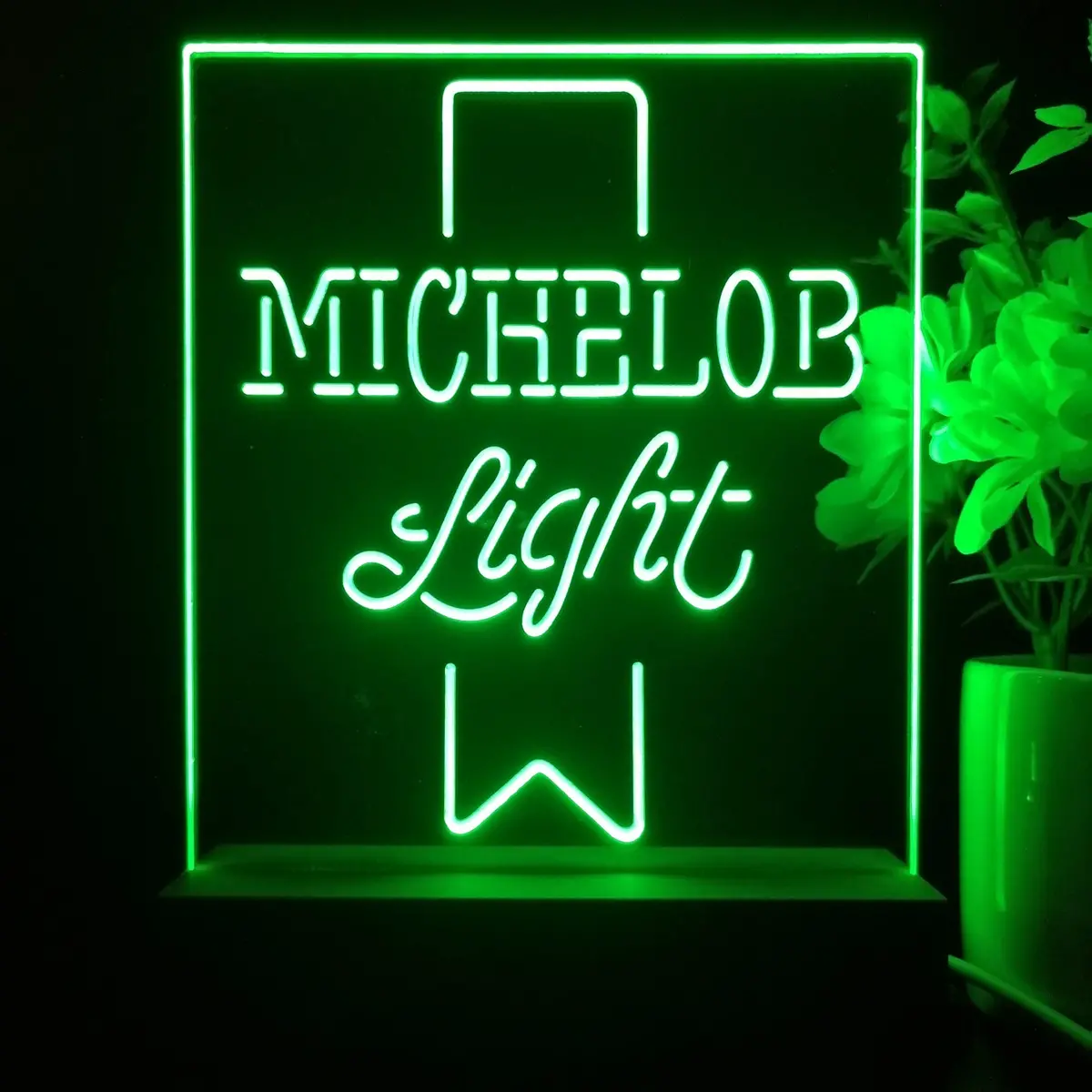 Michelob Light Red Ribbon Night Light Neon Pub Bar Lamp 1