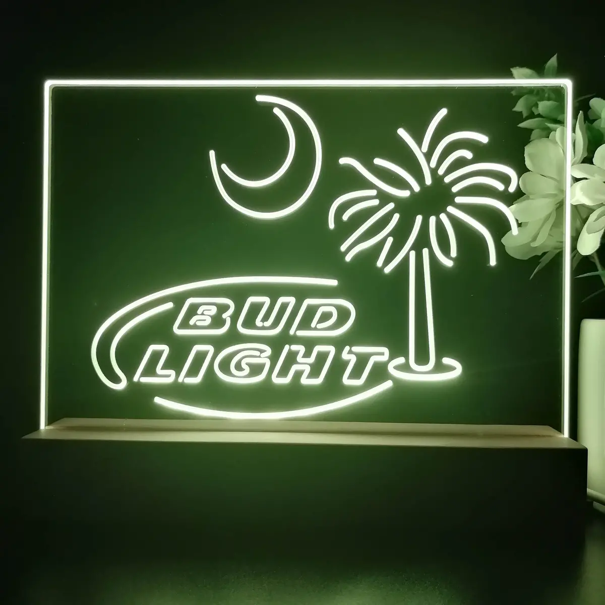 Bud Light Palm Tree Sun Neon Sign Pub Bar Lamp 1