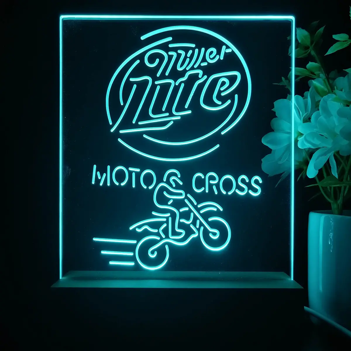 Miller Lite Moto Cross Motor Night Light Neon Pub Bar Lamp 2