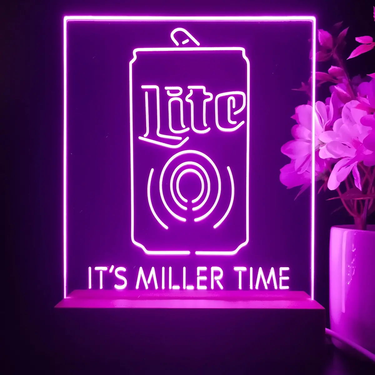 It's Miller Time Bottle Night Light Neon Pub Bar Lamp 2