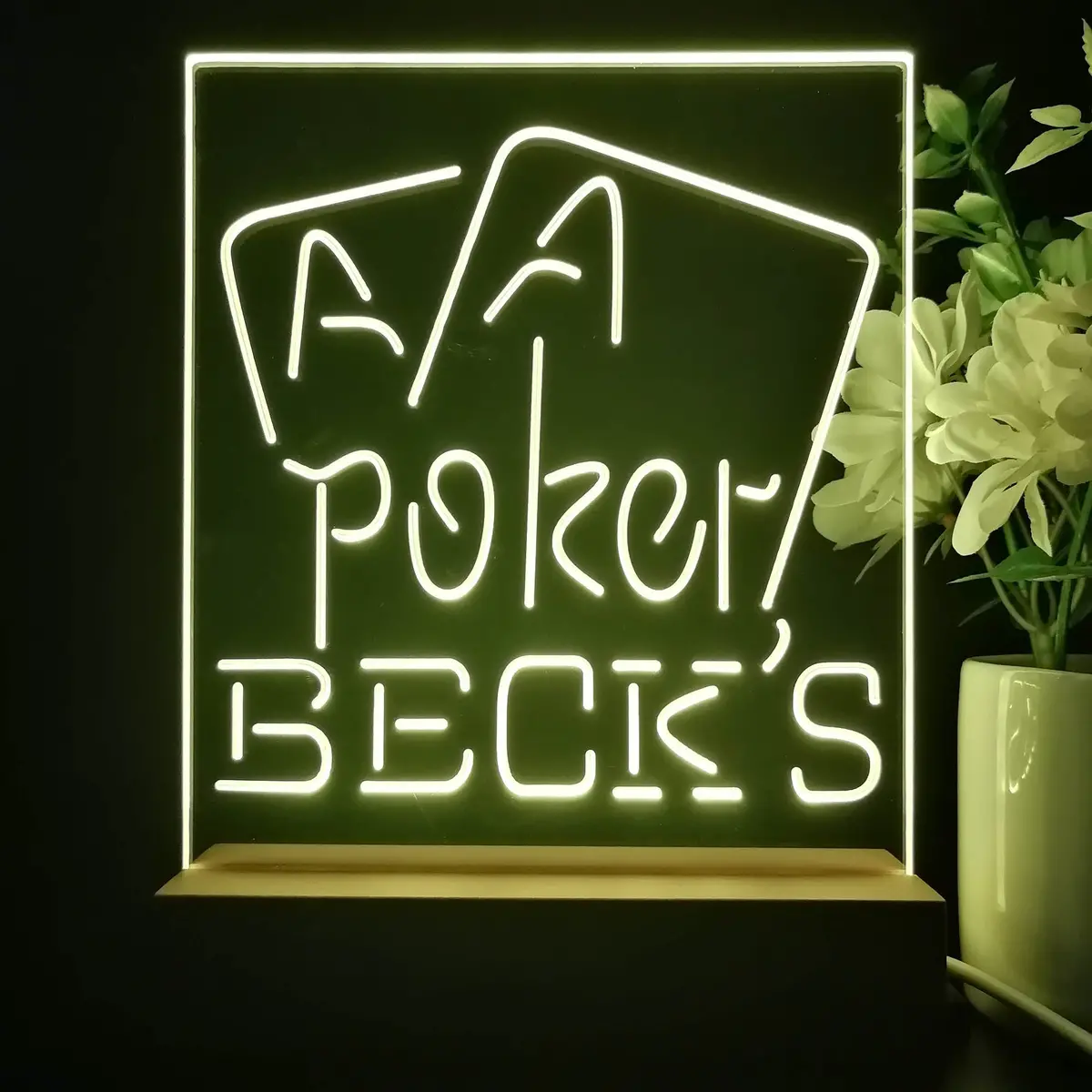 Beck's Poker Beer Night Light Neon Pub Bar Lamp 2