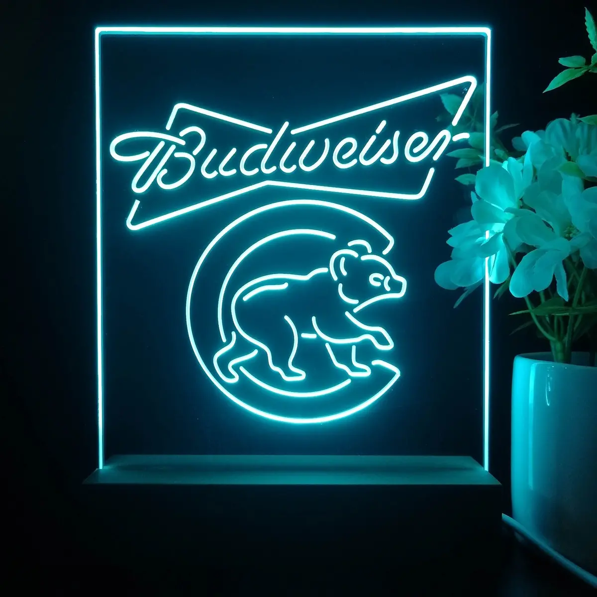 Chicago Bears Budweiser Neon Sign Table Top Lamp 1