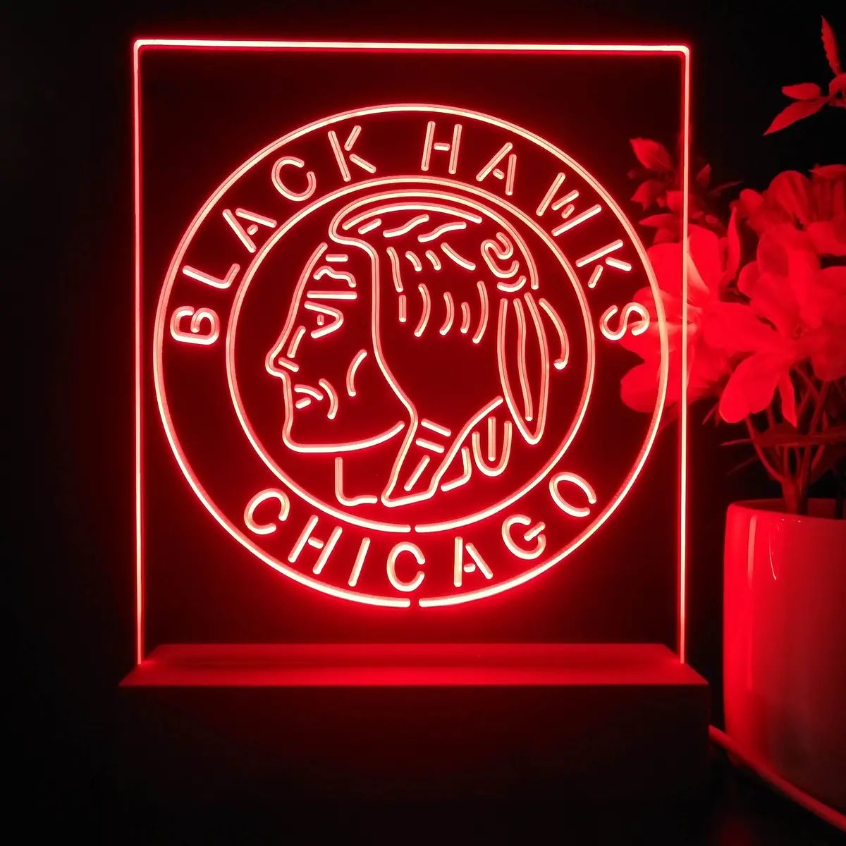 Chicago Blackhawks Neon Sign Table Top Lamp 1