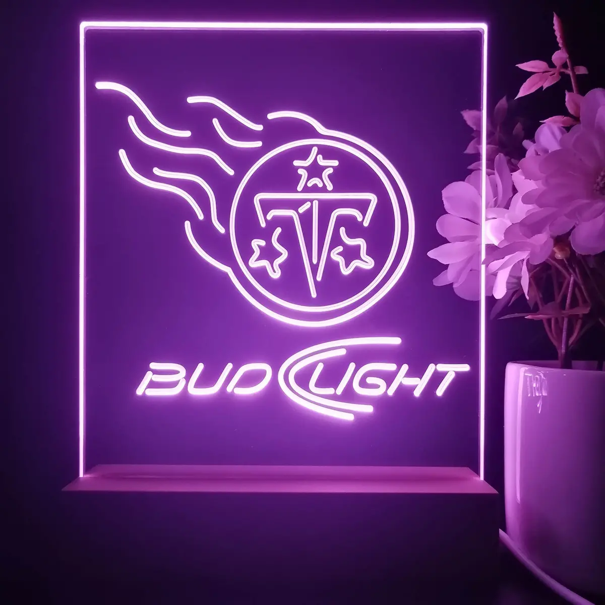 Bud Light Red Tennessee Titans 3D Illusion Night Light Desk Lamp 1