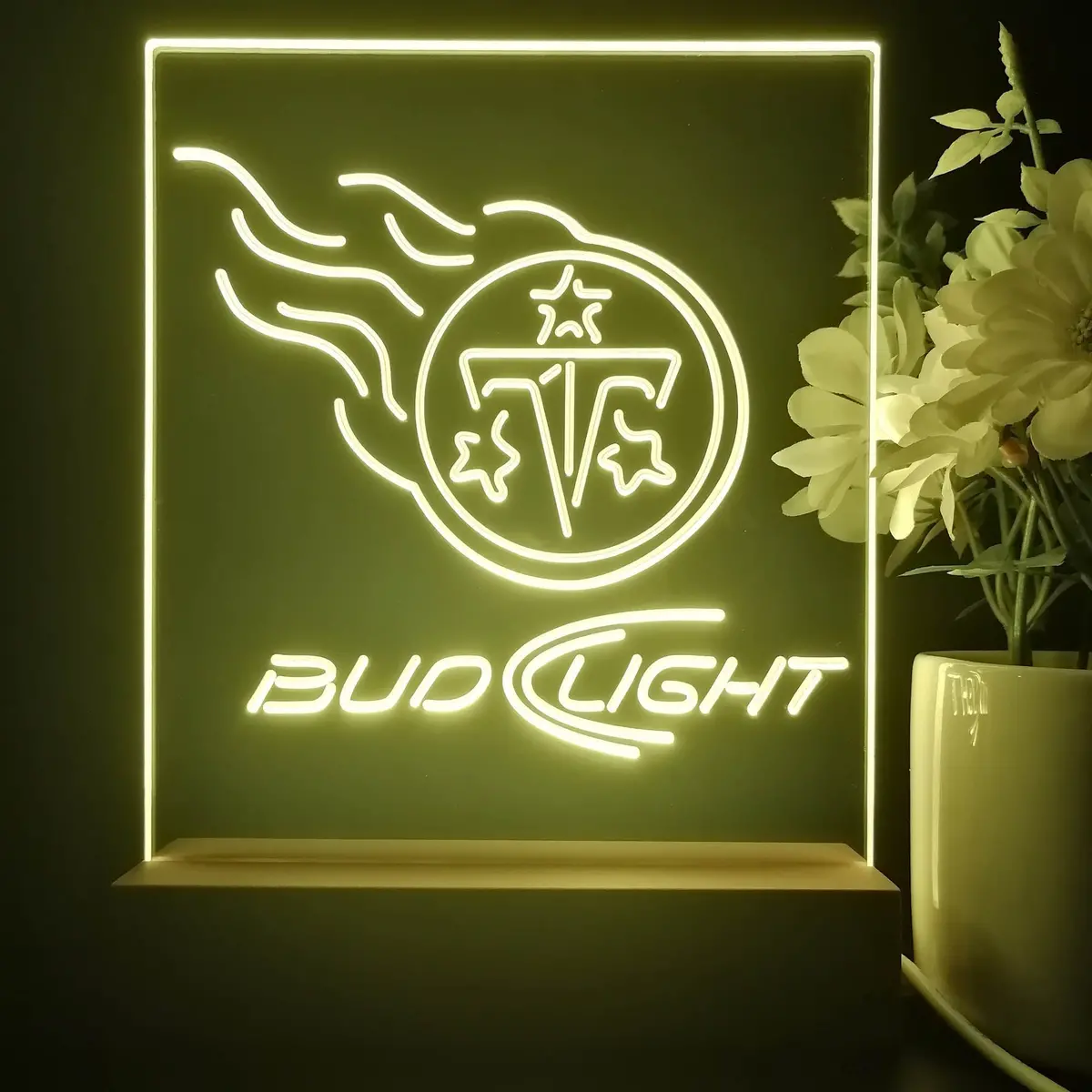 Bud Light Red Tennessee Titans 3D Illusion Night Light Desk Lamp 2