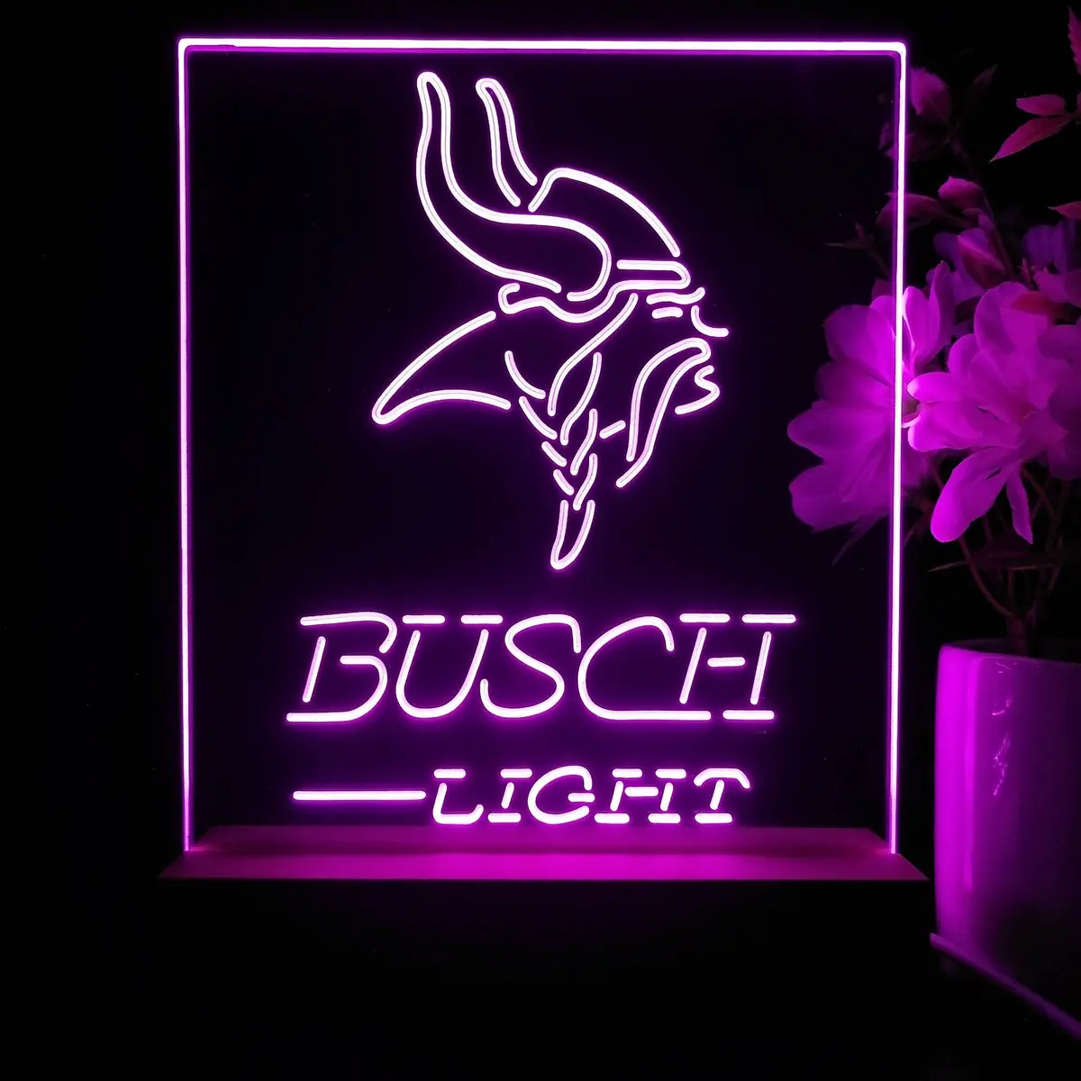 Minnesota Vikings Busch Light Neon Sign Pub Bar Lamp 1