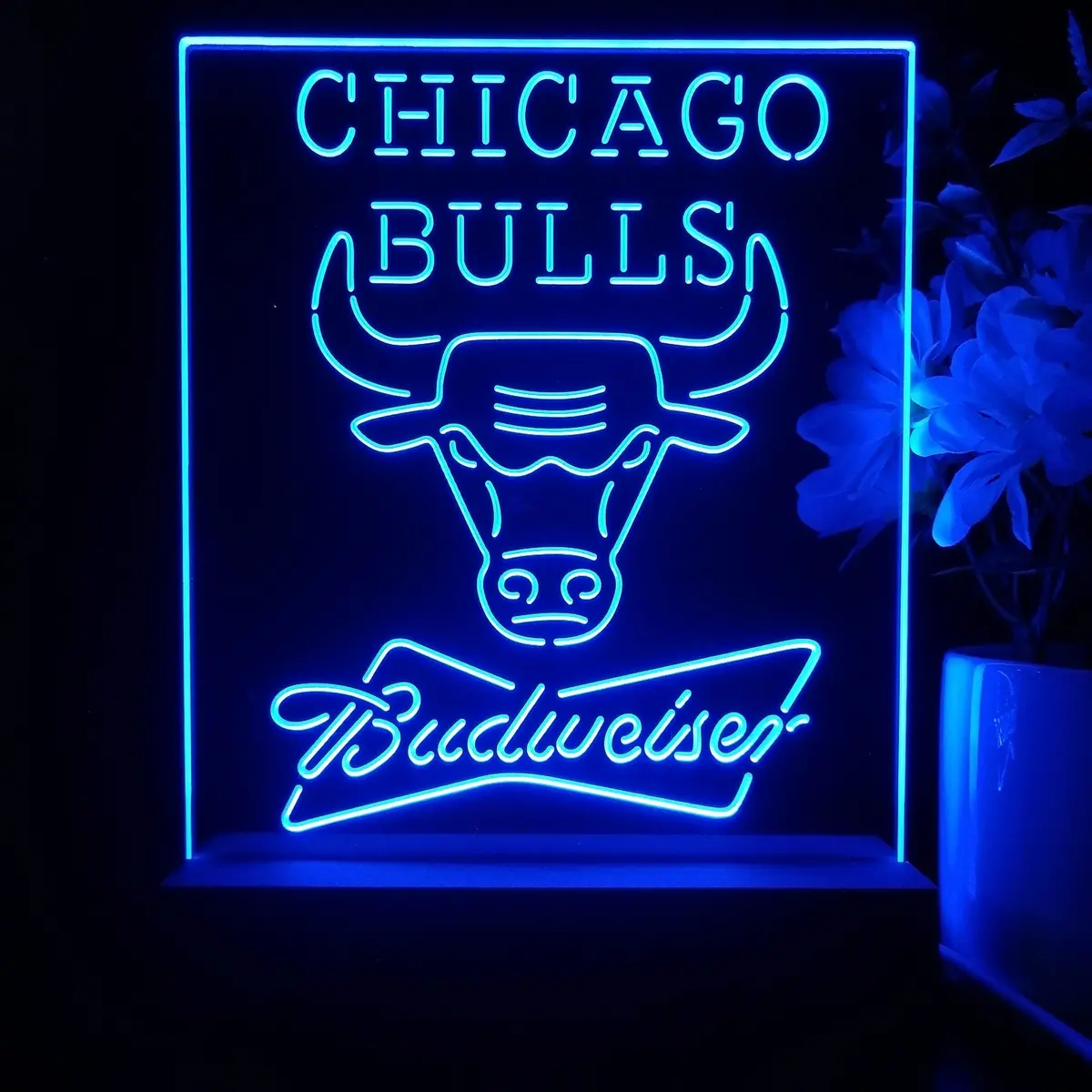 Chicago Bulls Budweiser Neon Sign Pub Bar Lamp 1