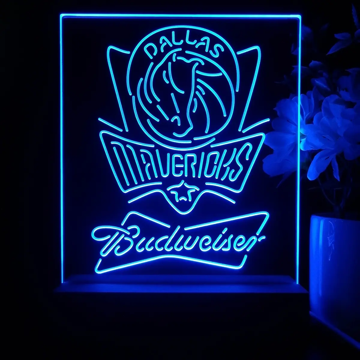 Dallas Mavericks Budweiser Neon Sign Pub Bar Lamp 1