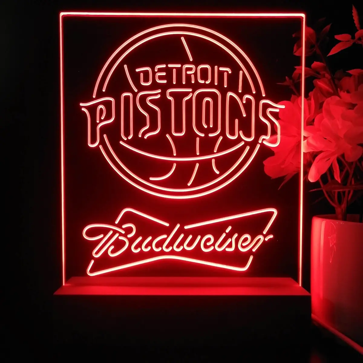 Detroit Pistons Budweiser Neon Sign Pub Bar Lamp 1