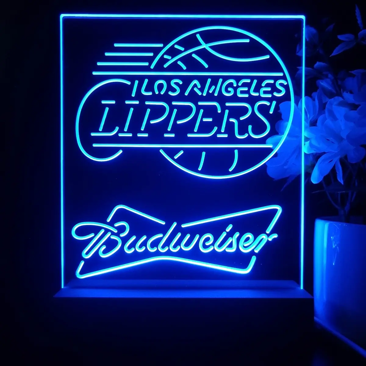 Los Angeles Clippers Budweiser Neon Sign Pub Bar Lamp 1