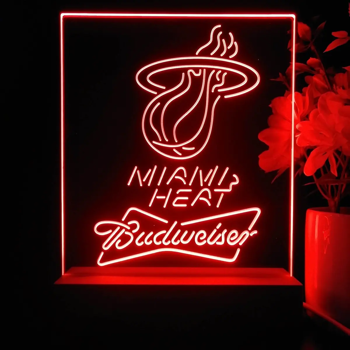 Miami Heat Budweiser Neon Sign Pub Bar Lamp 1
