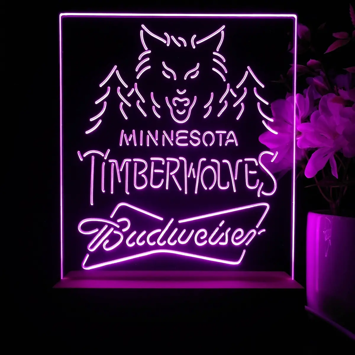 Minnesota Timberwolves Budweiser Neon Sign Pub Bar Lamp 1