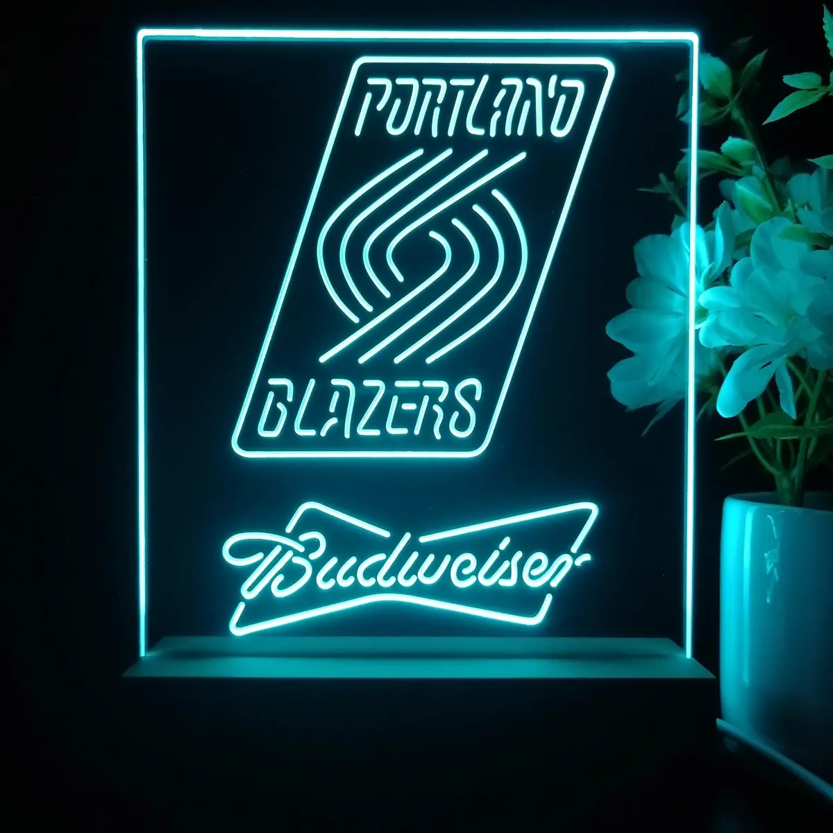 Portland Trail Blazers Budweiser Neon Sign Pub Bar Lamp 1