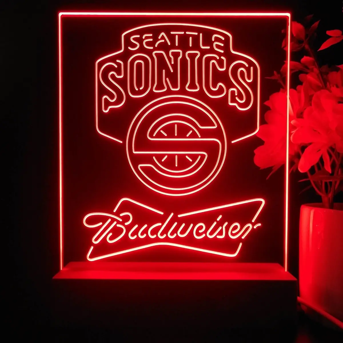 Seattle Supersonics Budweiser Neon Sign Pub Bar Lamp 1