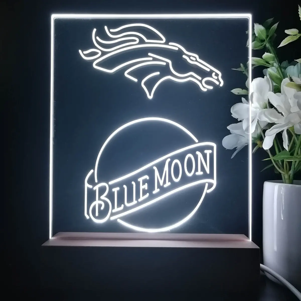 Denver Broncos Blue Moon Neon Sign Pub Bar Lamp 1