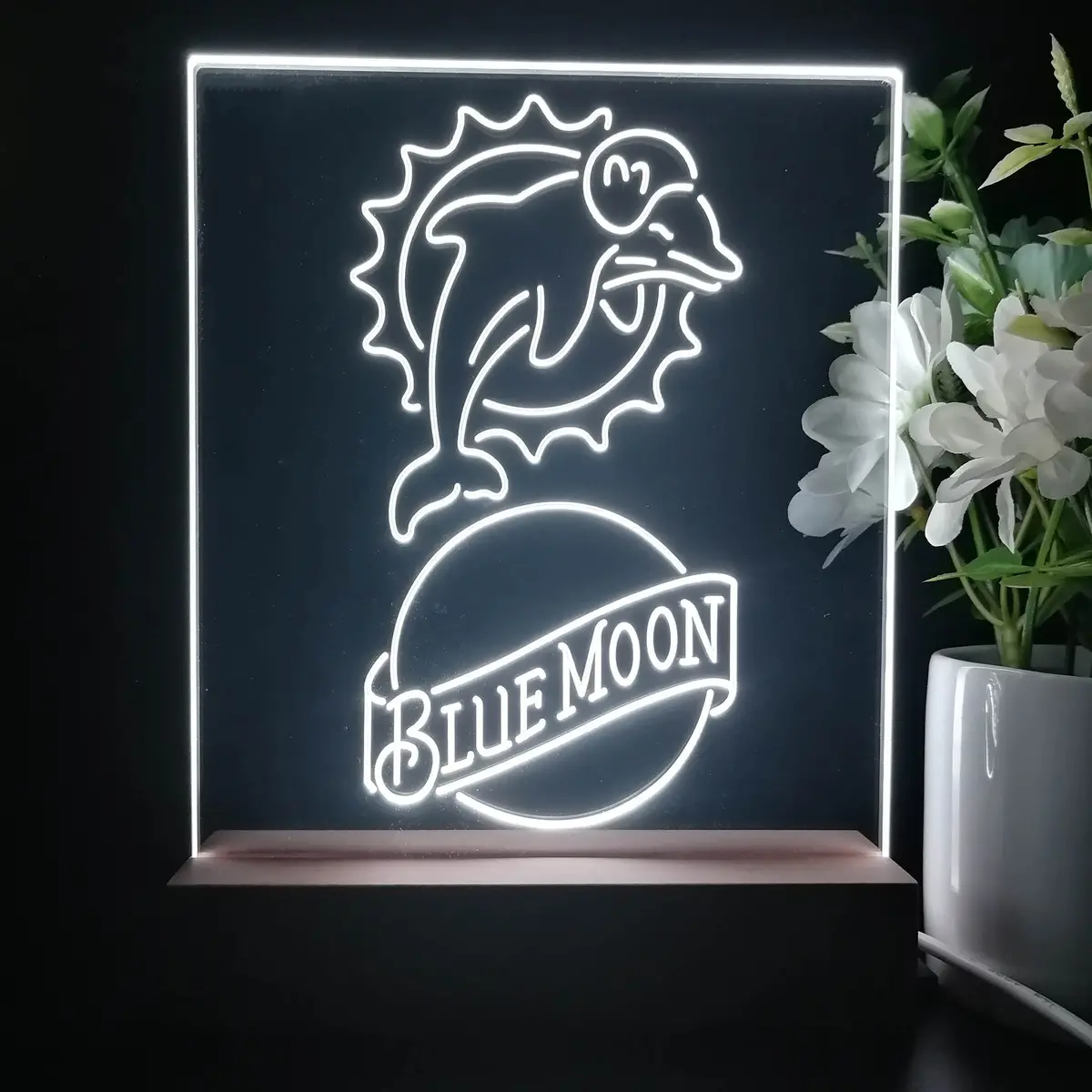Miami Dolphins Blue Moon Neon Sign Pub Bar Lamp 1