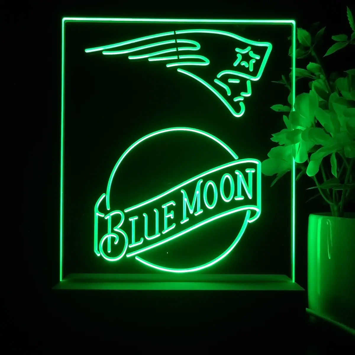 New England Patriots Blue Moon Neon Sign Pub Bar Lamp 1