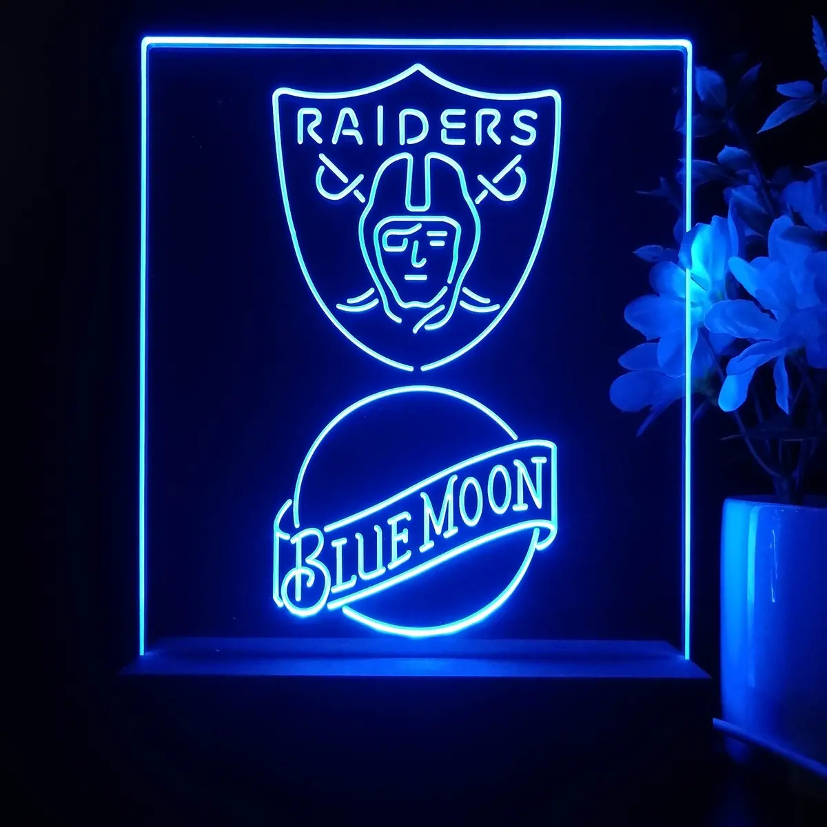 Las Vegas Raiders Blue Moon Neon Sign Pub Bar Lamp 1