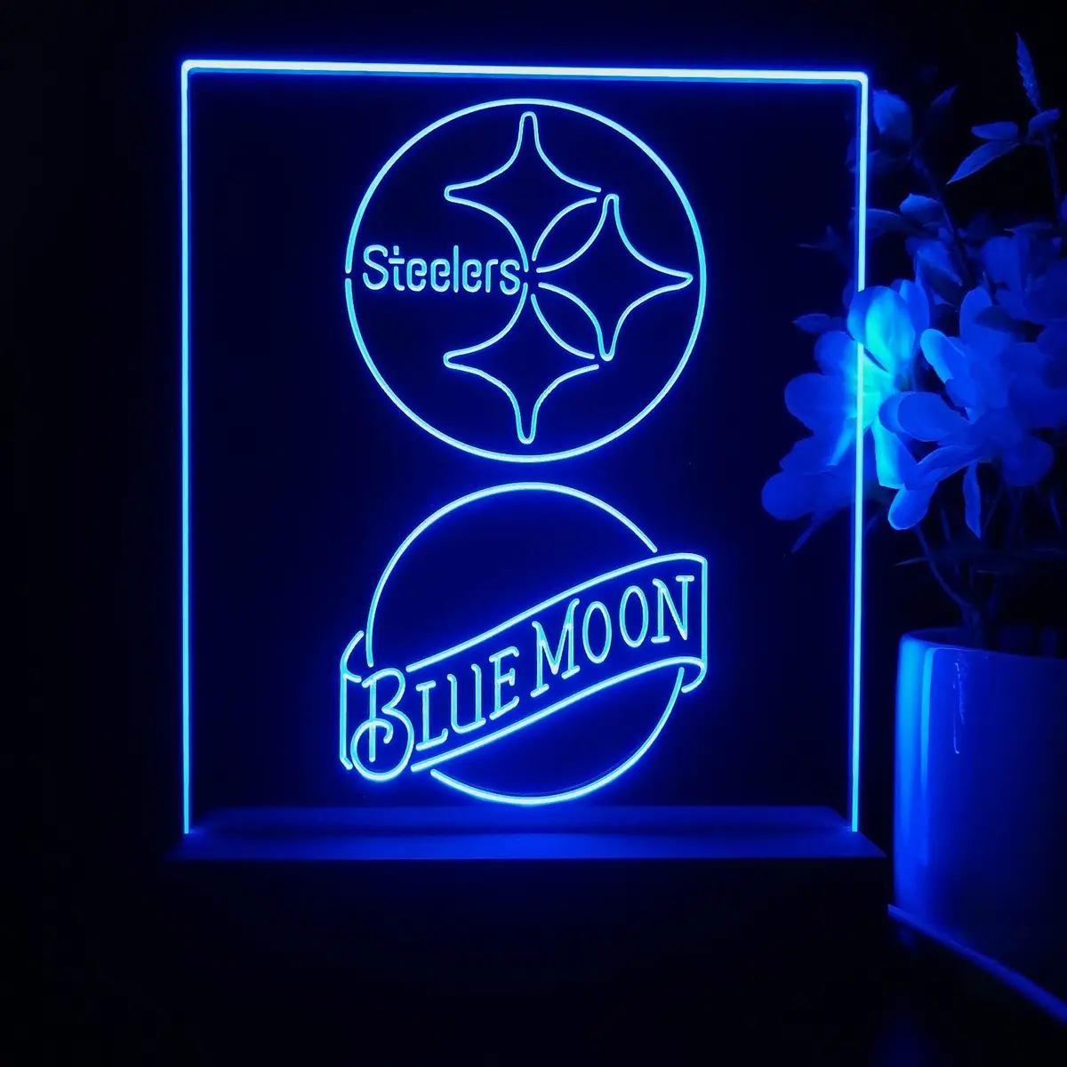 Pittsburgh Steelers Blue Moon Neon Sign Pub Bar Lamp 1