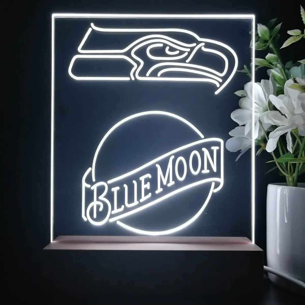 Seattle Seahawks Blue Moon Neon Sign Pub Bar Lamp 1
