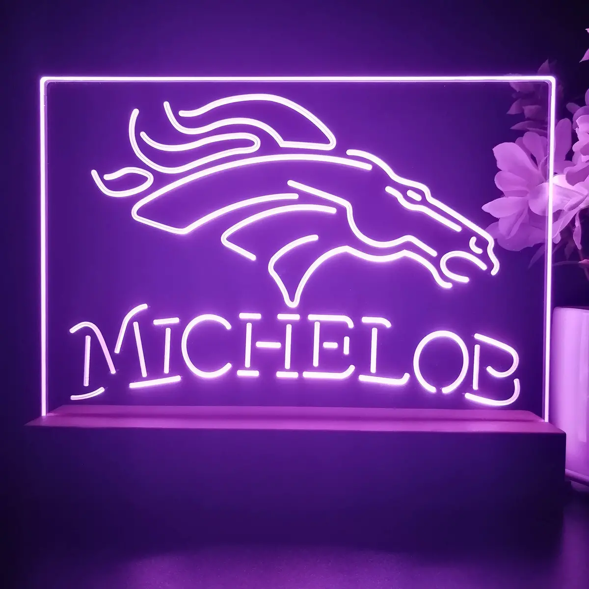 Michelob Bar Denver Broncos 3D Illusion Night Light Desk Lamp 1