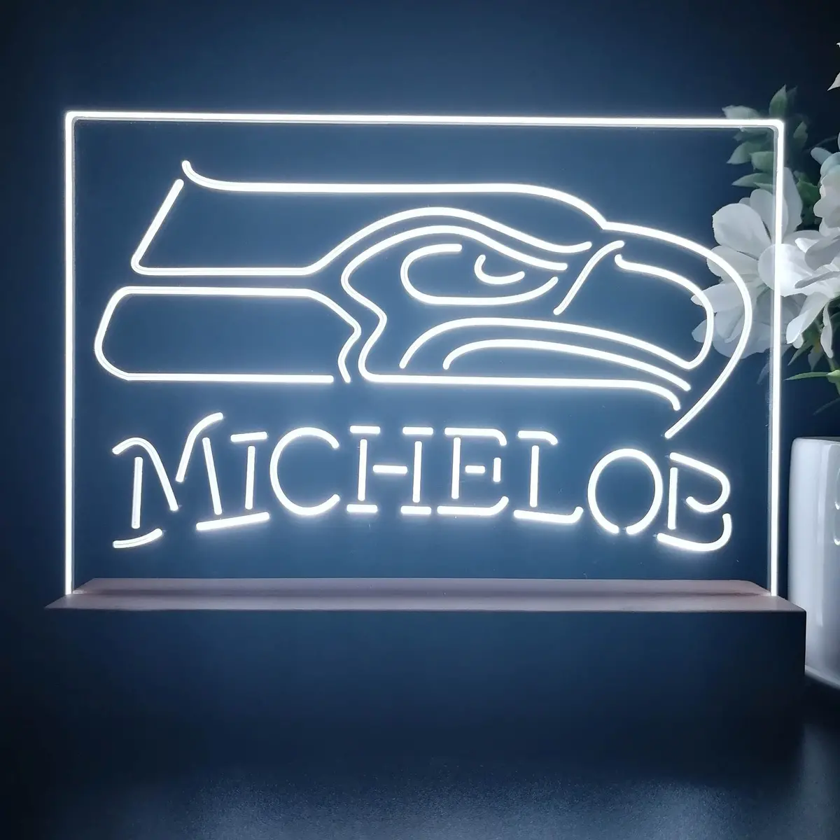 Michelob Bar Seattle Seahawks 3D Illusion Night Light Desk Lamp 2