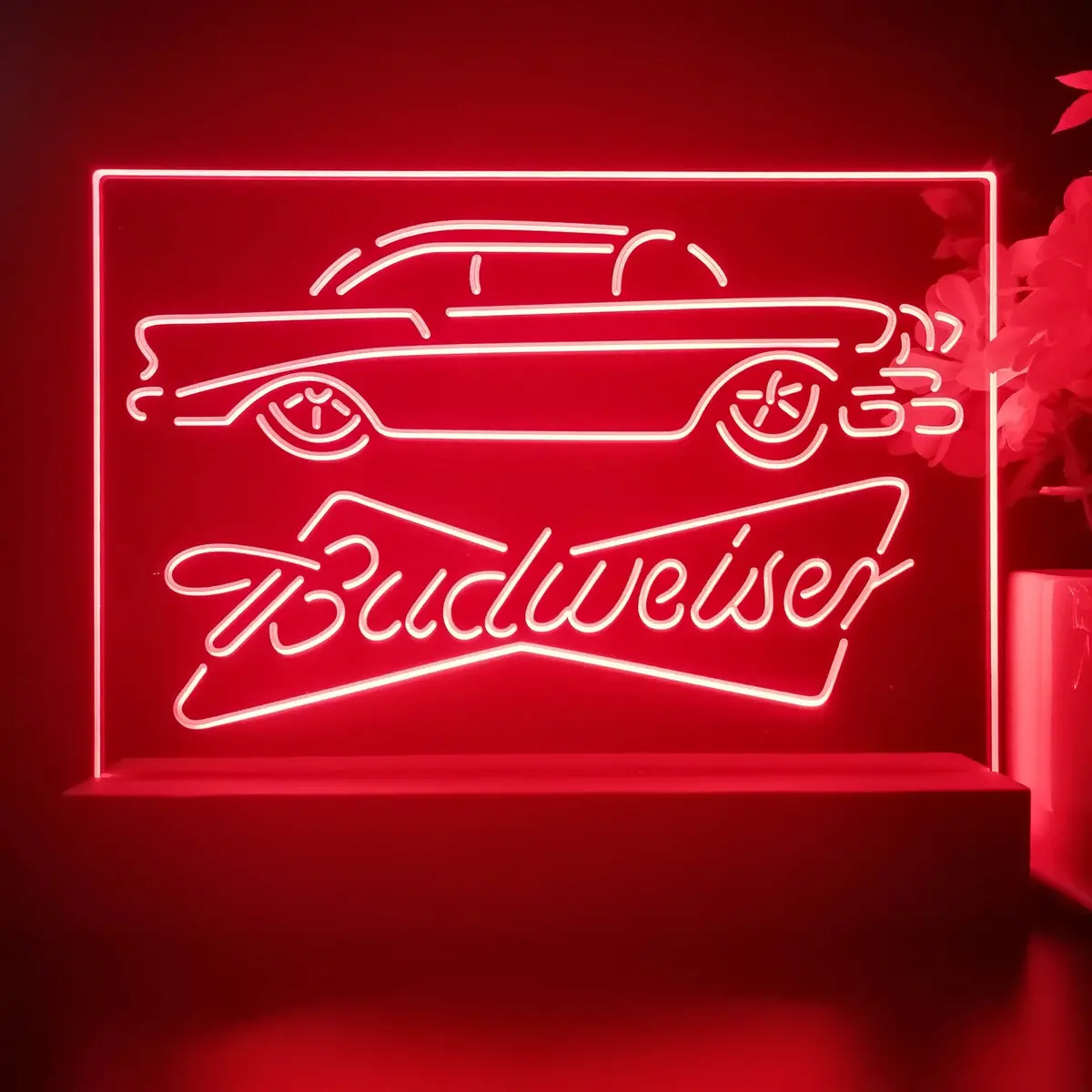 Vintage Car Auto Budweiser 3D Illusion Night Light Desk Lamp 1