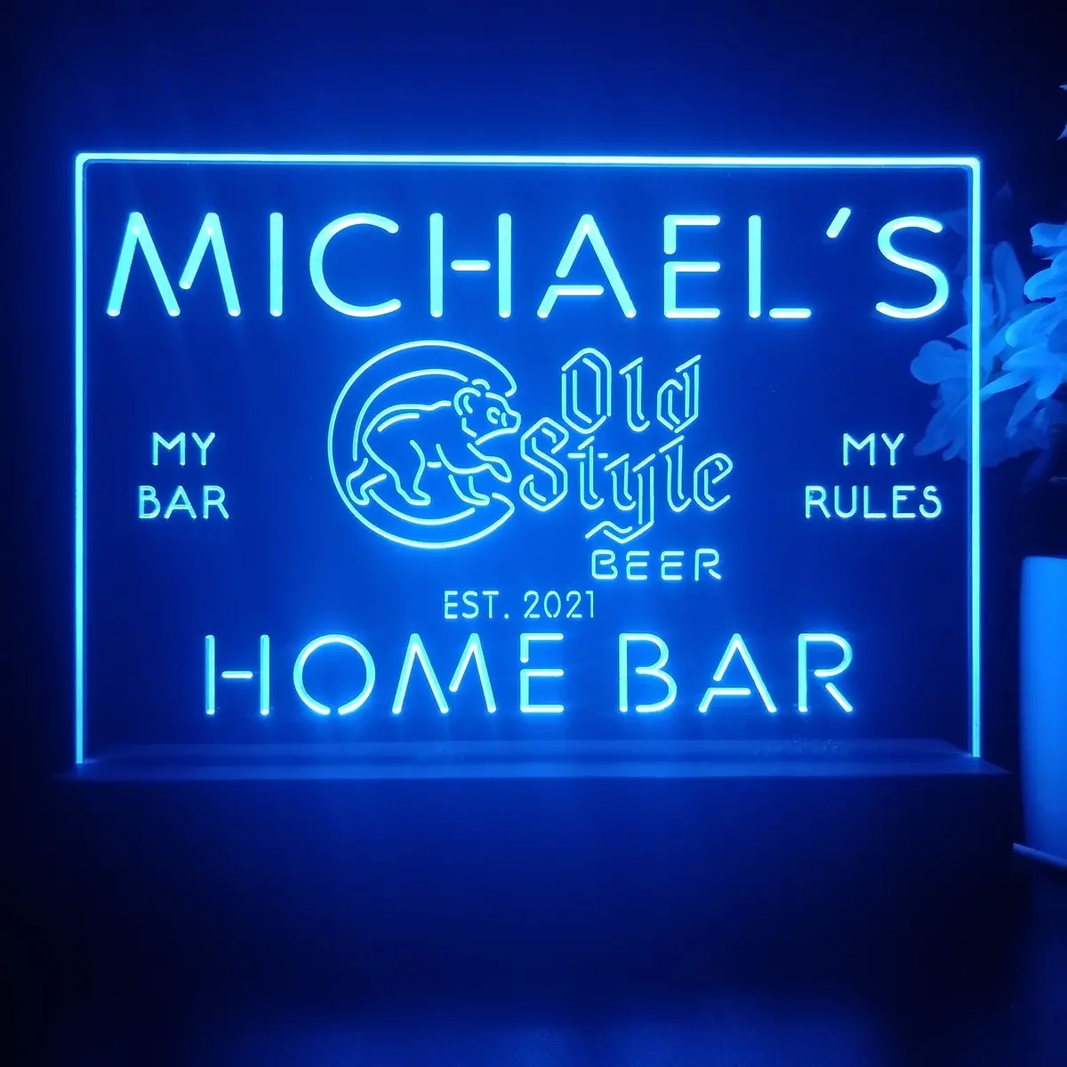 Personalized Chicago Cubs Old Style Souvenir Neon Led Night Light Sign 2