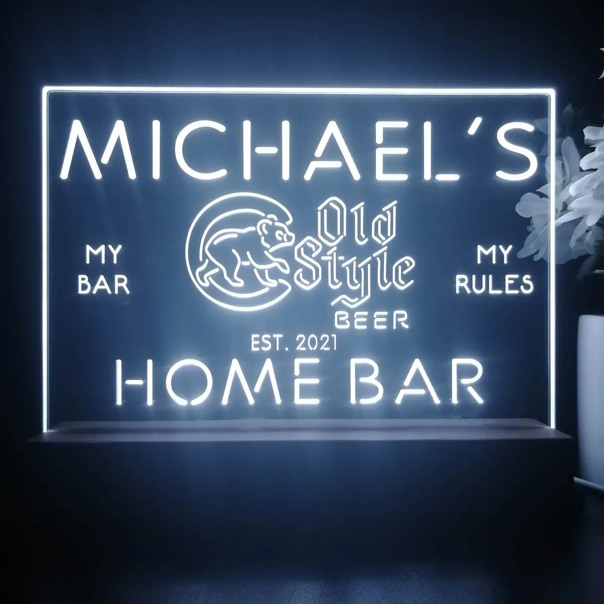 Personalized Chicago Cubs Old Style Souvenir Neon Led Night Light Sign 1