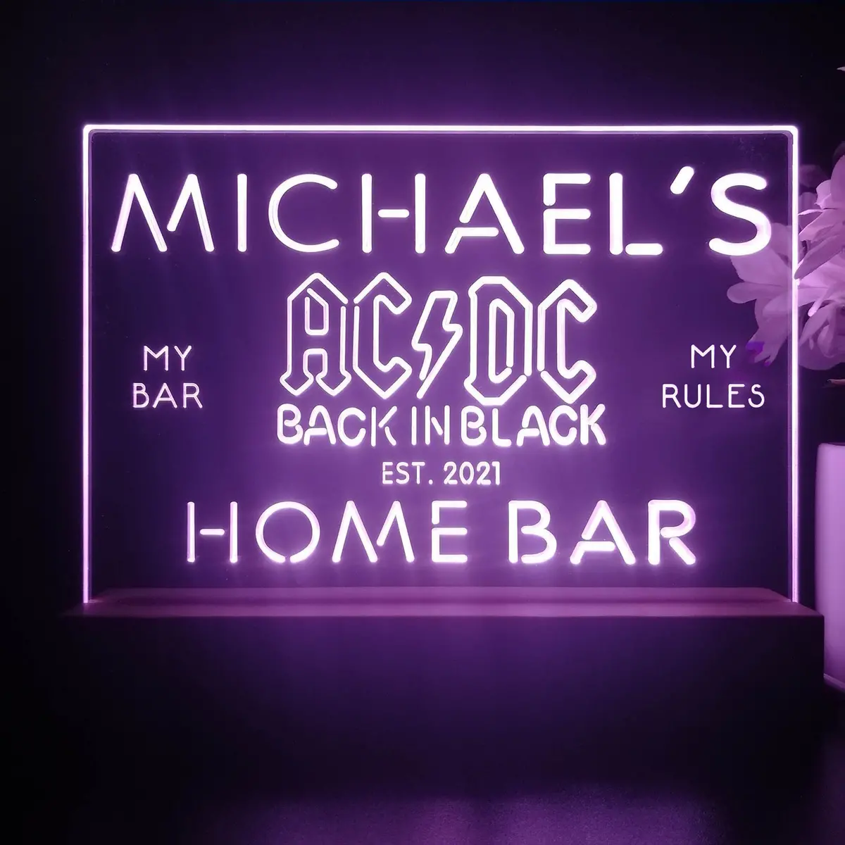 Personalized Acdc,Back In Black Souvenir Neon Led Night Light Sign 1