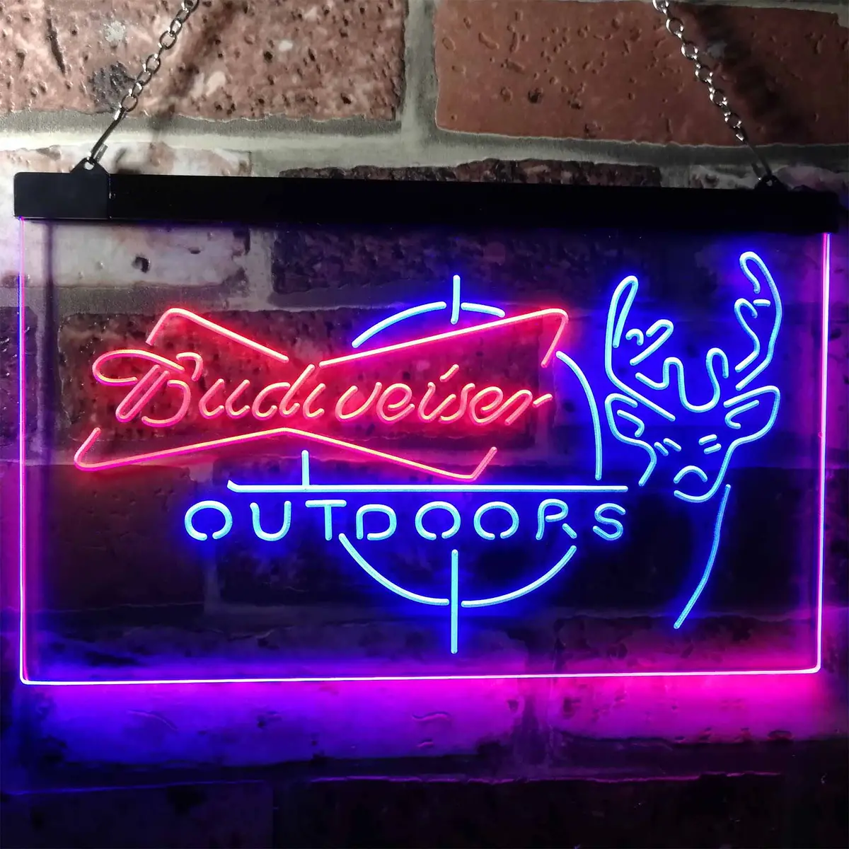 Budweiser Outdoor Hunting Cabin Deer Neon Light Led Sign 1