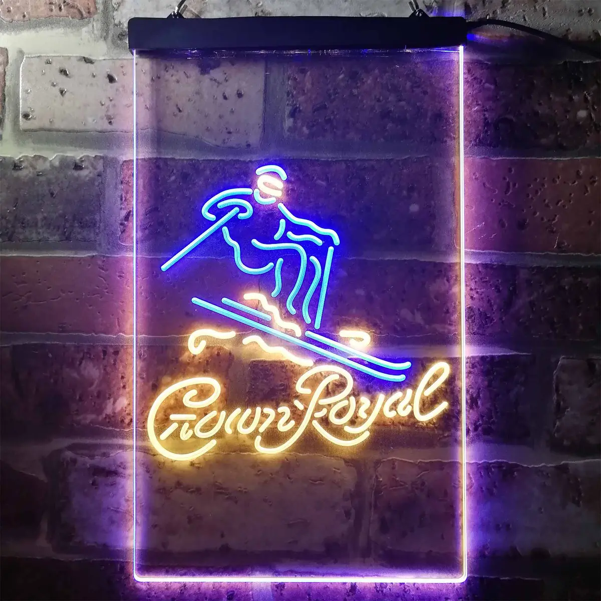 Crown Royal Ice Skiing Home Bar Neon Light Led Sign 1